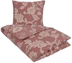 Blomstret sengetøj 140x220 cm - Diana rødbrun - sengesæt i 100% bomuld - Nordstrand Home sengesæt 